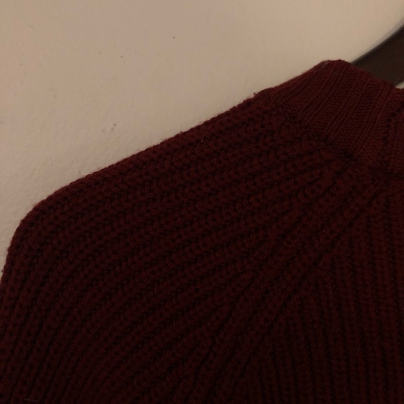 Wilfred Scalloped Crop Knit Sweater - Burgundy - Picture 7 of 7